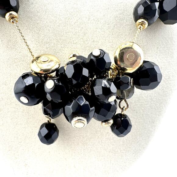 20” Tanner Gold Tone Black Smoky Gray Chacha Cluster Crystal Beaded Necklace - Picture 4 of 6